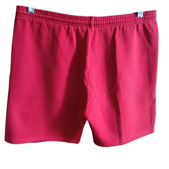 Large True Vintage Nebraska Huskers Red Shorts Elastic Waist Drawstring USA 80's